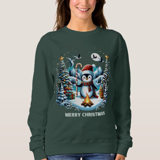 Winter Pinguin Niedlich Sweatshirt (Vorderseite)