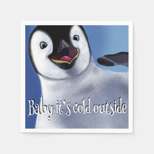 Winter Pinguin Paper Napkin Serviette (Vorderseite)