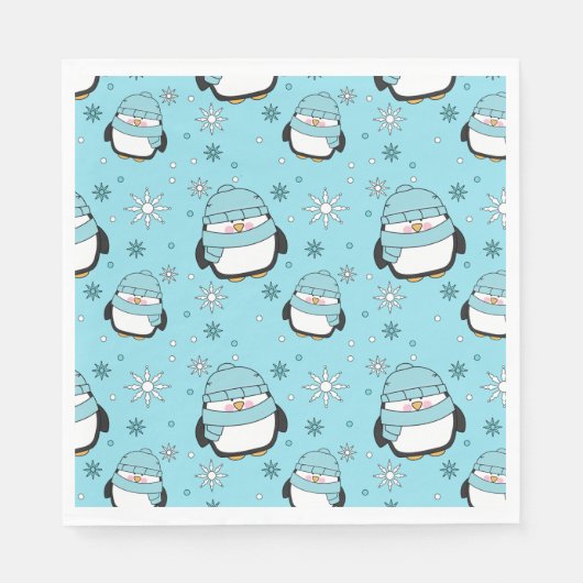 Winter Pinguin Paper Napkins Serviette (Vorderseite)