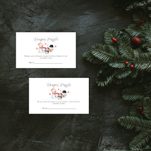 Winter Pinguin Schneemann Windel Raffle Baby Showe Begleitkarte
