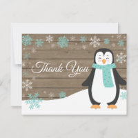 Winter Pinguin Snowflake Aqua Danke Karte