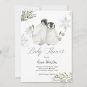 Winter Pinguin Snowflake Baby Dusche Einladung (Vorderseite)