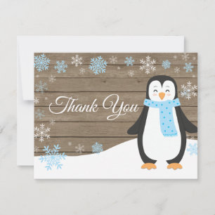 Winter Pinguin Snowflake Blue Danke Karte