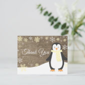 Winter Pinguin Snowflake Gelb Dankeschön Karte (Stehend Vorderseite)