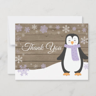 Winter Pinguin Snowflake Lila Danke Karte
