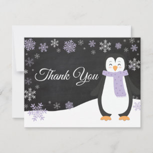 Winter Pinguin Snowflake Lila Danke Karte