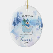 Winter Pinguin Snowflakes Big Brother Weihnachten Keramik Ornament (Rechts)