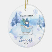 Winter Pinguin Snowflakes Big Brother Weihnachten Keramik Ornament (Links)