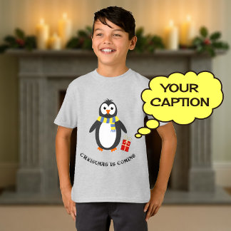 Winter Pinguin süß verspielt Weihnachten anpassen T-Shirt