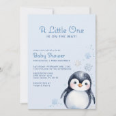 Winter Pinguin Watercolor Baby Dusche laden ein Einladung (Vorderseite)