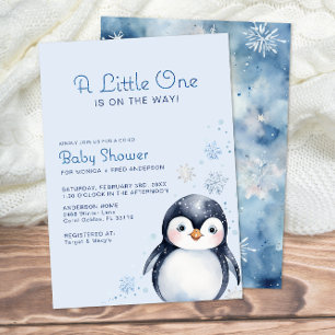 Winter Pinguin Watercolor Baby Dusche laden ein Einladung