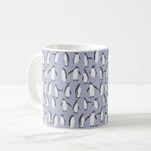 Winter Pinguine nahtlose Muster + Ihre Ideen Kaffeetasse (Vorderseite Links)
