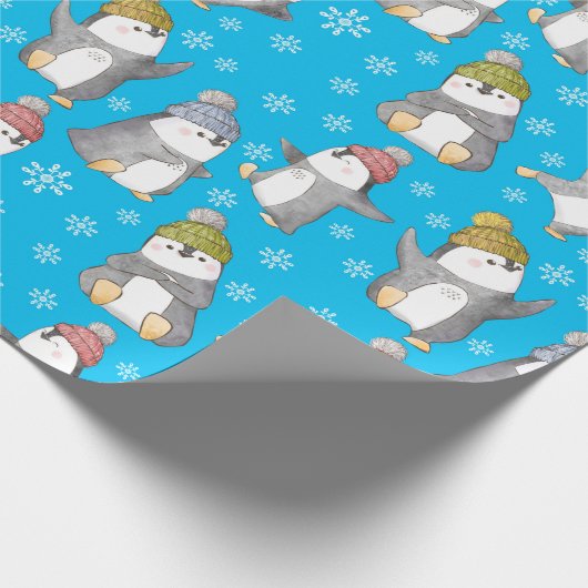 Winter Pinguine Wrapping Paper Geschenkpapier (Ecke)