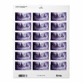 Winter Pinienwald lila Monochrom-Brust Adressaufkleber (Vorne)