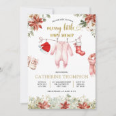 Winter Pink Baby Clothes Kinderdusche Einladung (Vorderseite)