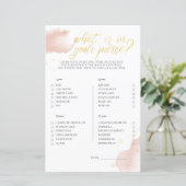 Winter Pink Baby Dusche Spiel, was in Ihrer Tasche (Stehend Vorderseite)