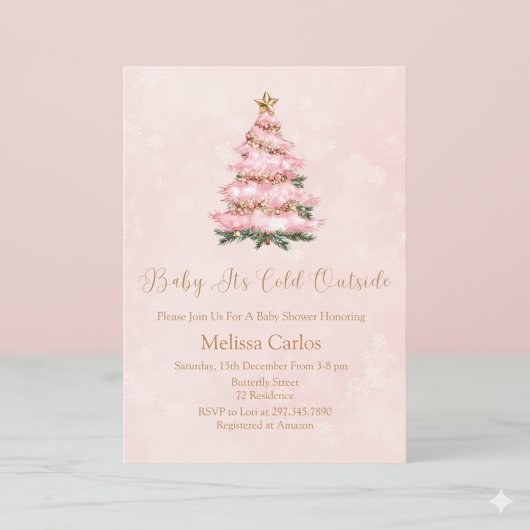 Winter Pink Baby It's Cold Outside Baby shower Einladung