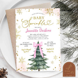 Winter Pink Baby Sprinkle Girl Babydusche Einladung