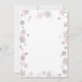 Winter Pink Baby Sprinkle Snowflakes Baby Dusche Einladung (Rückseite)