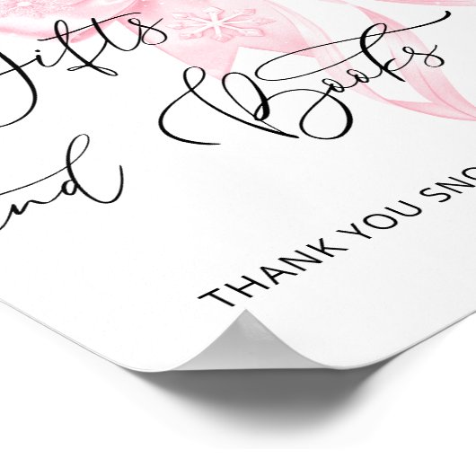 Winter Pink Bow Baby Dusche Geschenkbuch Poster (Ecke)