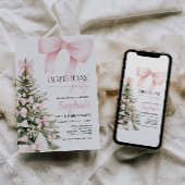 Winter Pink Bow Geburtstag Einladung