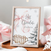 Winter Pink Bow Hot Chocolate Tafelzeichen Poster