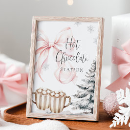 Winter Pink Bow Hot Chocolate Tafelzeichen Poster