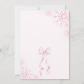 Winter Pink Bow Kinderdusche Einladung (Rückseite)