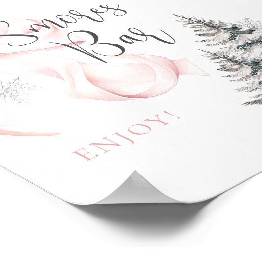 Winter Pink Bow Smores Bar Table Sign Poster (Ecke)
