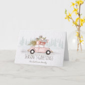 Winter Pink Car Familie Gruß Karte (Gelbe Blume)