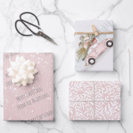 Winter Pink Car Urlaubspapier mit Namen Geschenkpapier Set