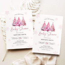 Winter Pink Christmas Tree Baby Shower Girl