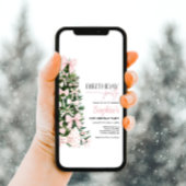 Winter Pink Coquette Bow Geburtstag Einladung