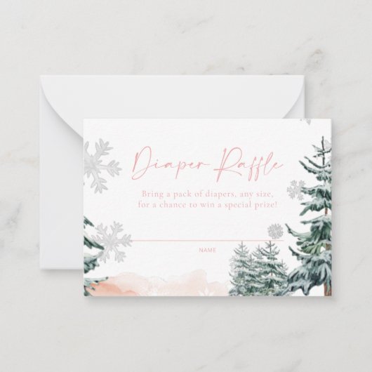 Winter Pink Diaper Raffekarte Mitteilungskarte (Vorderseite)