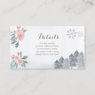 Winter Pink Floral Baby Duschkarte Begleitkarte