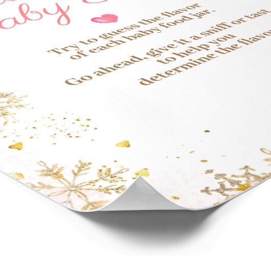 Winter Pink Floral Schneeflocke Raten Sie das Baby Poster (Ecke)