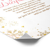 Winter Pink Floral Schneeflocke Späte Nacht Windel Poster (Ecke)