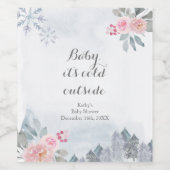 Winter Pink Floral Weihnachten Wein Flasche Etiket Weinetikett (Einzelnes Label)