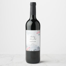 Winter Pink Floral Weihnachten Wein Flasche Etiket Weinetikett