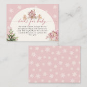 Winter Pink Girl Baby Shower Books For Baby Card Begleitkarte (Vorne/Hinten)
