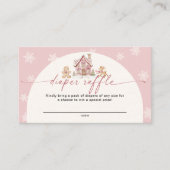 Winter Pink Girl Baby Shower Diaper Raffle Card Begleitkarte (Vorderseite)
