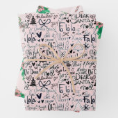 Winter Pink Girly Fun Holly Boots Weihnachten Geschenkpapier Set (Beispiel)