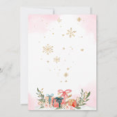 Winter Pink Gold Snowflake Babydusche Einladung (Rückseite)