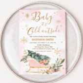 Winter Pink Gold Snowflake Babydusche Einladung
