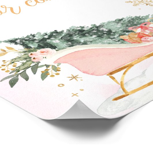 Winter Pink Gold Snowflake Danke, dass du gekommen Poster (Ecke)