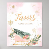 Winter Pink Gold Snowflake Favoriten Poster (Vorne)