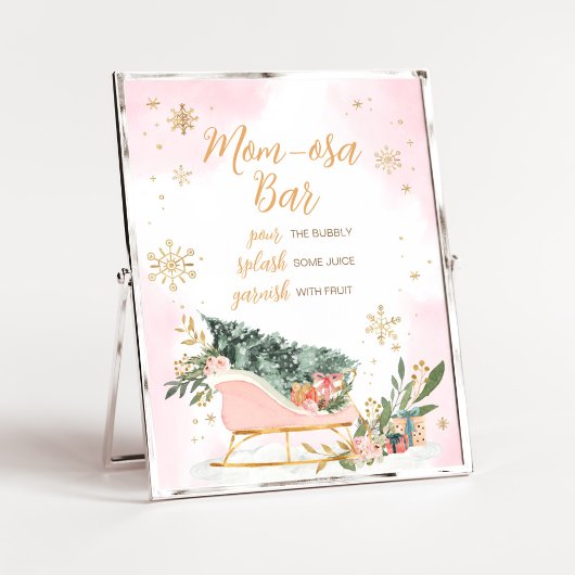 Winter Pink Gold Snowflake Mama Osa Bar Poster