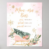 Winter Pink Gold Snowflake Mama Osa Bar Poster (Vorne)