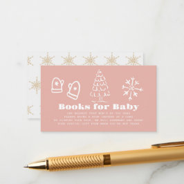 Winter Pink Hand-Drawn Baby Shower Book Request Begleitkarte