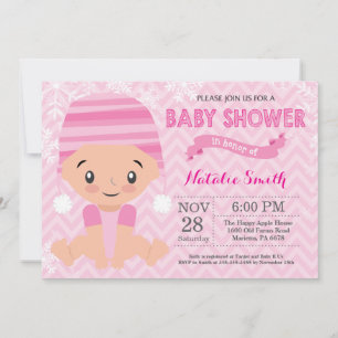 Winter-Pink-Mädchen-Baby-Shower-Einladung Einladung